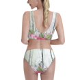thumbnail image 3 of Picia Vintage Wood with Floral Women's High Waisted Bikini Scoop Neck Swimsuit Two Pieces Bathing Suit-Medium, 3 of 8