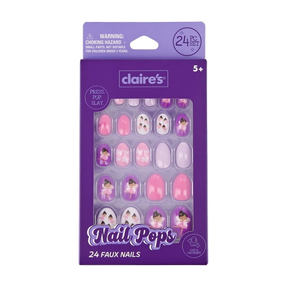 Claire's Ballerina Print Oval Shaped Press-on Nails, 24 Nails
