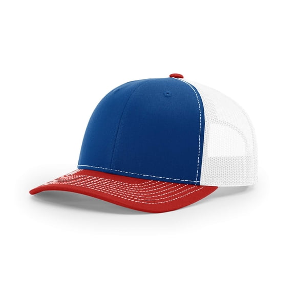 Gorra de béisbol Richardson 112 Trucker Snapback Tri Royal/Blanco/Rojo