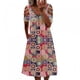 thumbnail image 2 of Vestido con cuello en V cruzado con estampado floral de verano para mujer Vestidos maxi largos bohemios fluidos, rojo (4xl) Feliz Sencillez, 2 of 3
