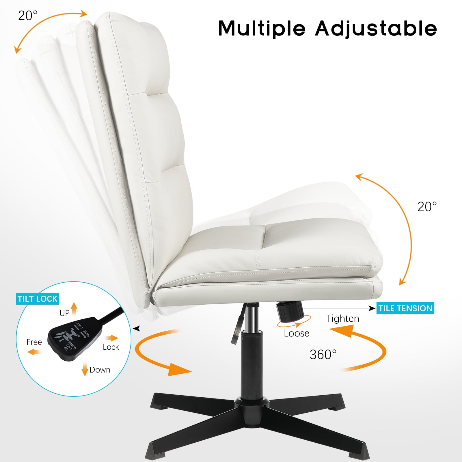 Waleaf High Back Armless Desk Chair with Wide Seat Liberia Ubuy