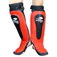 thumbnail image 2 of Par de Espinilleras de Piel Tipo Calceta Fire Sports MMA, Kick Boxing, Muay Thai, Rojo, 2 of 4