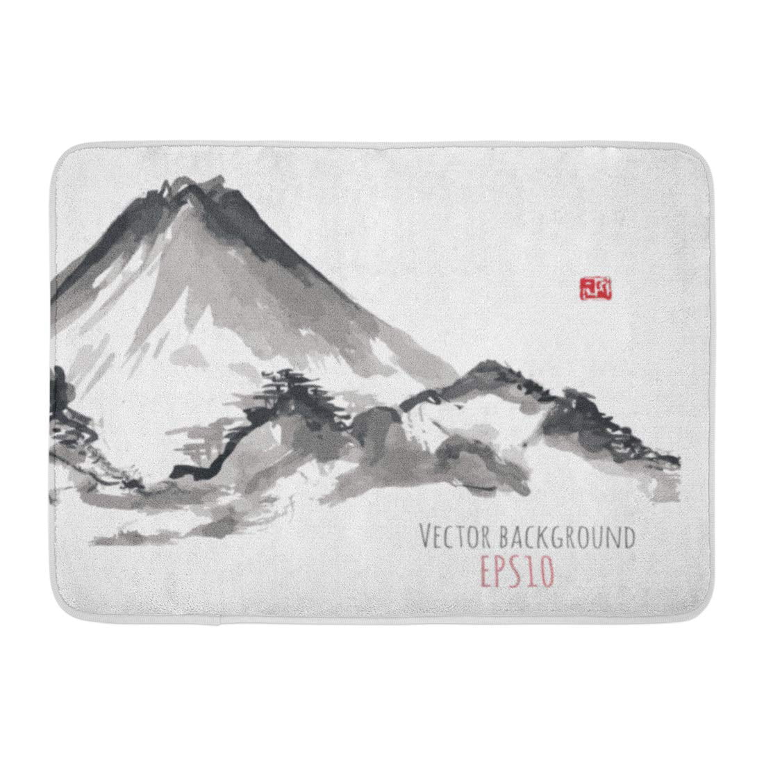 YUSDECOR Asian Watercolor Mountains with Ink in Traditional Japanese ...