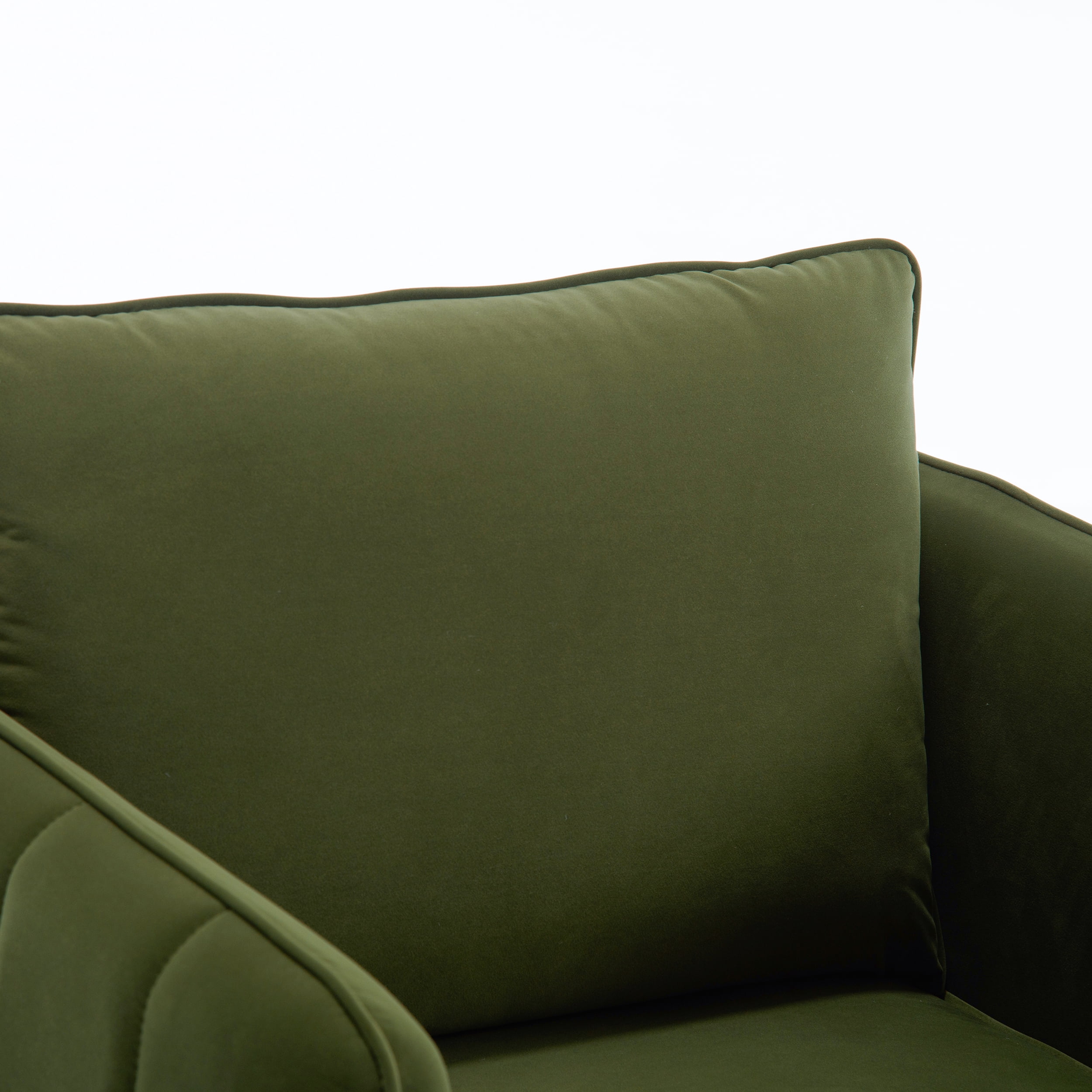 Aukfa Velvet Accent Chair with Channel-Tufted Arms, Modern Single Sofa Chair with Pillow & Metal Legs for Living Room & Bedroom,Olive Green