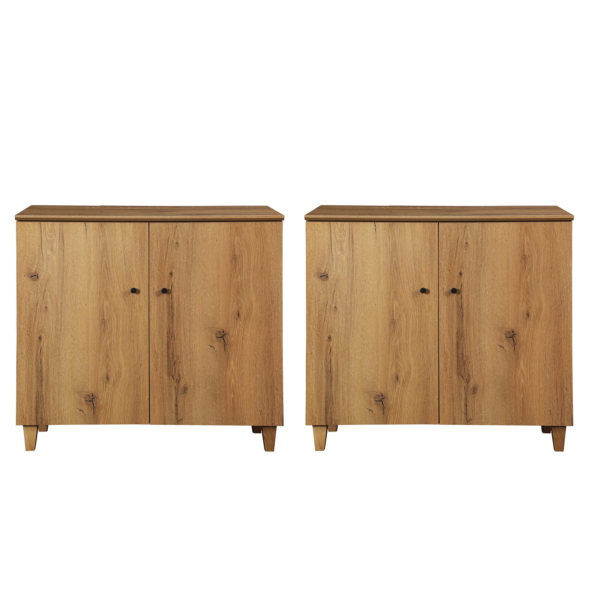 Large Bedroom Nightstands - Set of 2, Bedside Table with 3 Fixed Compartments, Brown