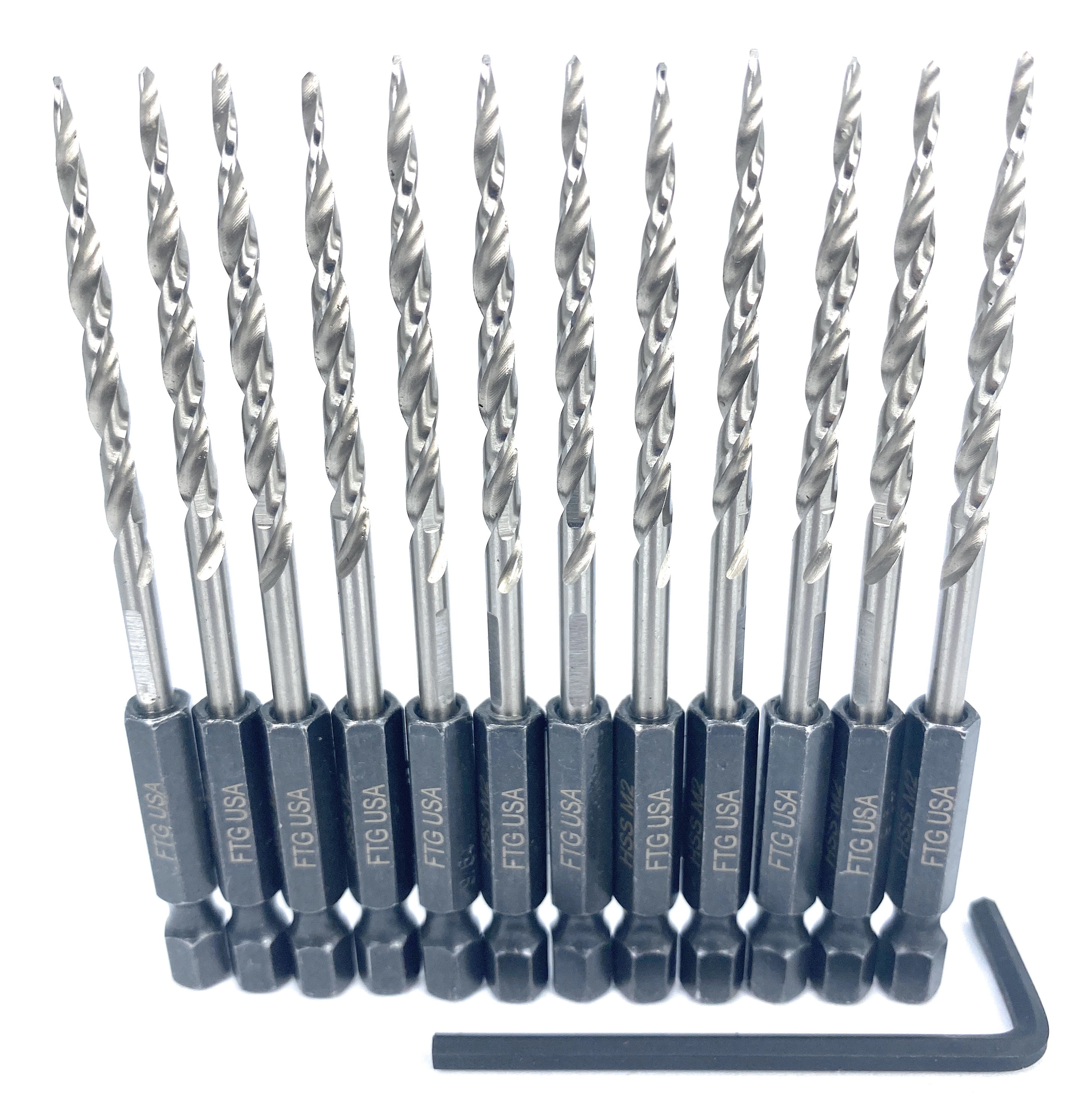 FTG USA Replacement Tapered Countersink Drill Bit Set 12 Pc Bit (#6) 9/64"