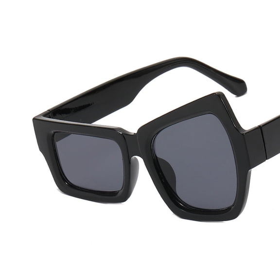 GIJNRIUIUA Under $5 Oversized Irregular Polarized Sun Glasses for Women Trendy Y2K 90s Vintag Fashion Essential Shades Protection Thick Sunglasses Black Frame