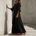 thumbnail image 3 of Dvprdro Womens Casual Flowy V Neck 3/4 Sleeve Ruffle Hem Maxi Dress Button Front Solid A Line Beach Vacation Long Dress, 3 of 10
