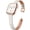 Beige with Rose Gold, variant on Slim Genuine Leather Band Compatible with Apple Watch, Women's Thin Replacement Strap, Brown with Silver, 38/40/41mm
