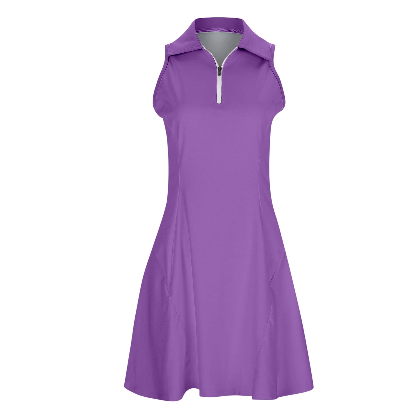 Daznico Women's Sleeveless Golf Tennis Dress Half Zip Polo Neck Built-in Shorts Pocketed Athletic Active Dress,S