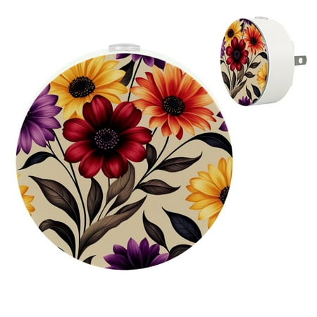 

YZUOUZY Bedside Lamps Small Lamp Bedside Lamps Set of 2 Red Purple Wild Flowers