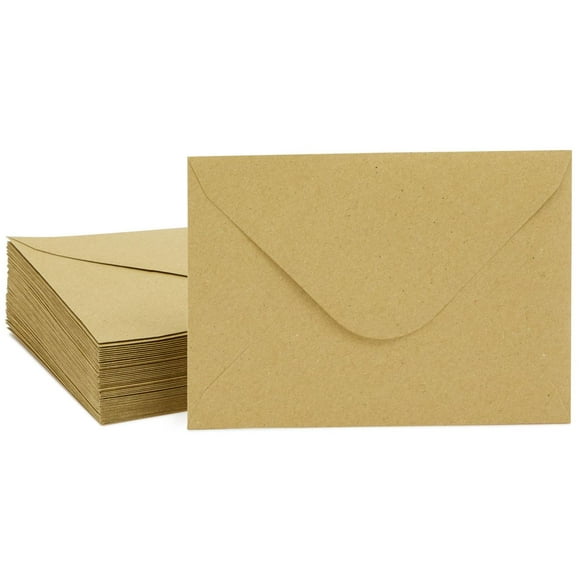 Kraft Paper Envelopes for Baby Shower, Birthday Party, and Wedding (4.6 x 6.3 In, 50 Pack)