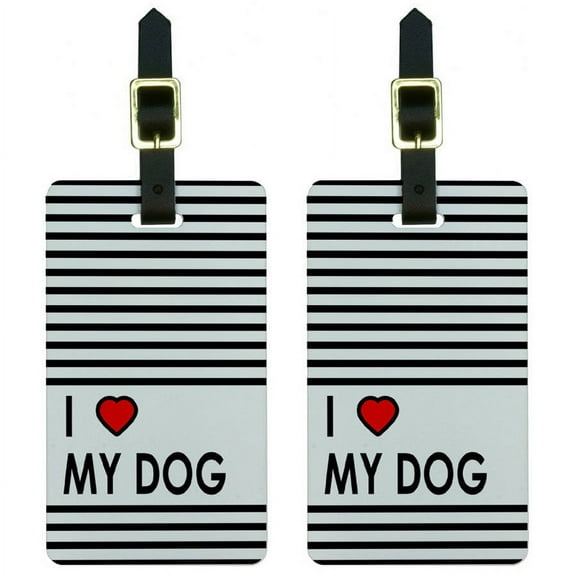 I Love Heart My Dog Luggage Tags Suitcase Carry-On ID, Set of 2