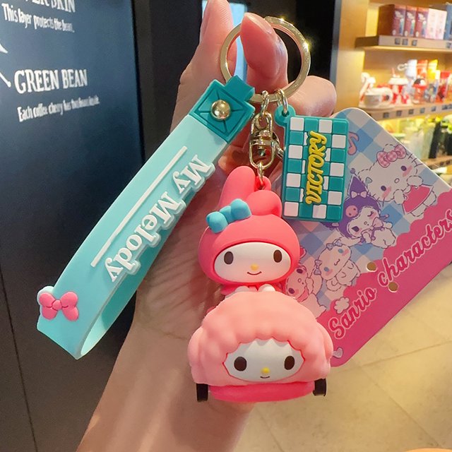 Cartoon Genuine Sanrio HelloKitty Kulomi Projection Camera Pendant Plush Big Ear Dog Keychain Female