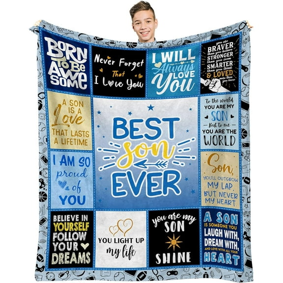 Son Birthday Gifts, Birthday Gift for Adult Son from Mom Dad, Best Son Ever Gifts, Gifts for Grown Son, Father Mother to Son Gifts, to My Son Gift Ideas Throw Blanket 60"X 50"