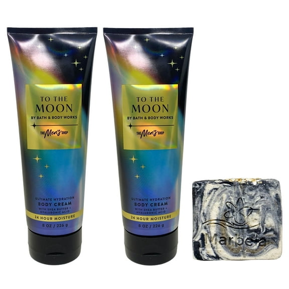 Bath & Body Works The Men's Shop To The Moon 2 Pack Body Cream Bundle with a Charcoal Scrub Bar Soap - Full Size