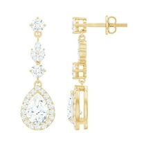 Rosec Jewels Lab Created Diamond Dangle Earrings with Screw Back (EF-VS Quality) - Bridal Drop Earrings for Wedding, 18K Yellow Gold