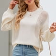 thumbnail image 6 of BLVB Womens Fall Sweaters 2023 Trendy Hollow out Crew Neck Long Sleeve Casual Loose Knit Pullover Sweater Tops, 6 of 9