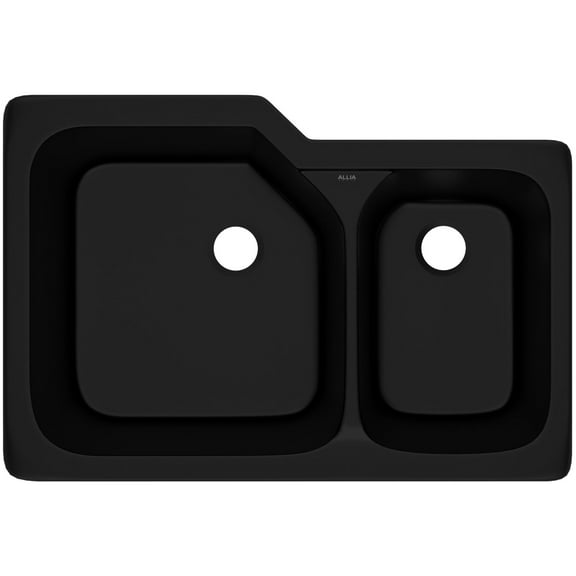 Rohl 6337 Allia 33" Undermount Double Basin Fireclay Kitchen Sink - Black