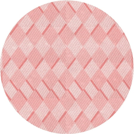 

Ahgly Company Indoor Round Patterned Pastel Red Pink Area Rugs 4 Round