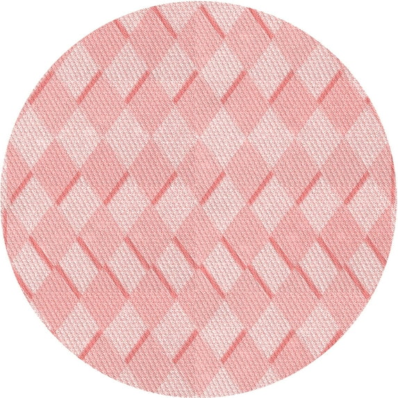 Ahgly Company Indoor Round Patterned Pastel Red Pink Area Rugs, 7' Round