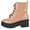 Camel Patent, variant on Women Combat Army Style Boots Lace Up Side Zipper Lug Platform Sole Booties TOON-22 Beige Rose Pink Camel Patent 6.5