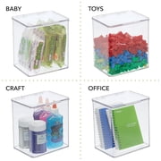 mDesign Plastic Stackable Kitchen Food Storage Box, Hinged Lid, 2 Pack - Clear