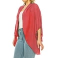 thumbnail image 2 of Women's Plus Size Solid Casual Cardigan Loose Fit Draped Ruffles Kimono Sleeve, 2 of 6
