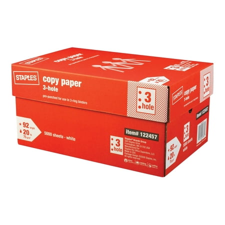 Staples Copy - White - Letter A Size (8.5 in x 11 in) - 75 g/m??? - 20 lbs - 500 sheet(s) carton - plain paper (pack of 10)