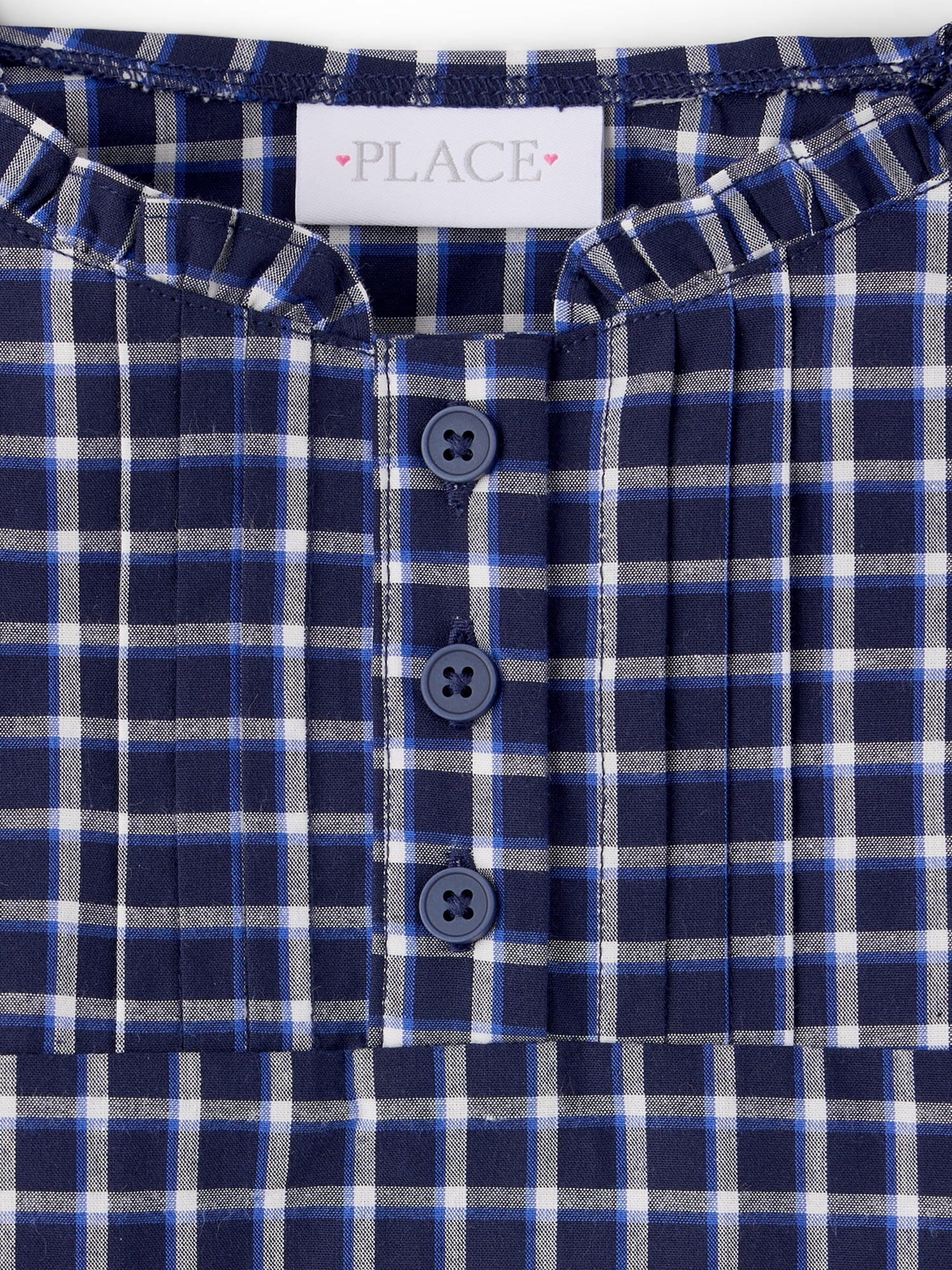 The Children's Place Girls Short Puff Sleeve Plaid Ruffle Poplin Blouse, Sizes XS-XXL