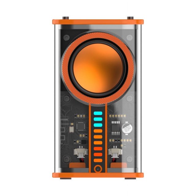 Altavoz Bluetooth con cañón de acero pequeño y transparente, subwoofer con sonido y ritmo de luz, serie TWS, Bluetooth 5.0, altavoz pequeño creativo