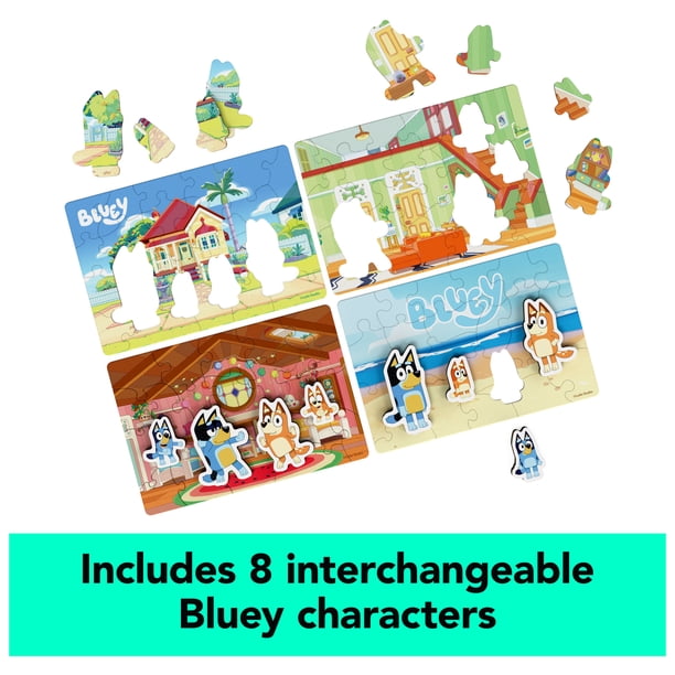 Bluey, 4-Pack of Wood Puzzles, 24 Piece Jigsaw Toy Gift Set