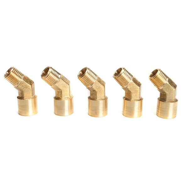 LTWFITTING Brass Pipe 45 Deg 1/4" NPT Street Elbow Forged Fitting Fuel Air Boat(Pack of 5)