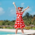 thumbnail image 2 of Girls Red Leaf Short Sleeve Dress Toddler Hawaiian Cosplay Party Wear, 2 of 8