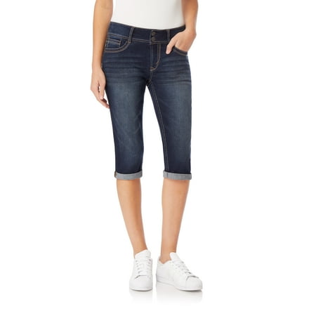 WallFlower Women's Luscious Curvy 17" Capri Mid-Rise Insta Stretch Juniors