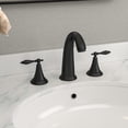 thumbnail image 2 of 2 Handles 3 Hole Deck Mount Bathroom Faucet Set with Pop-up Drain and Hose,Matte Black, 2 of 8