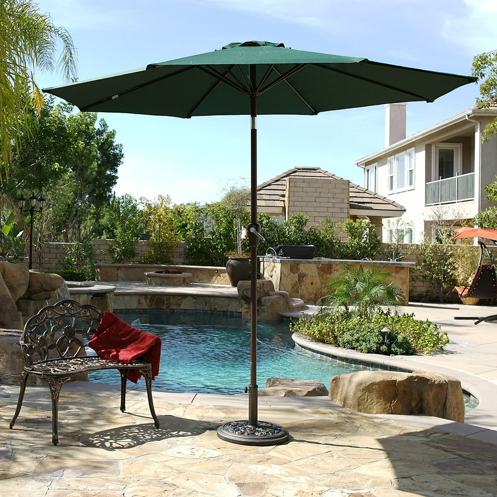 BELLEZE 9 Foot Tilt Umbrella Crank to Open Fade Resistant Outdoor Patio