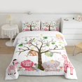 thumbnail image 5 of Feelyou Kawaii Zoon Animal Bedding Comforter Set, Pink Lion Giraffe Elephant Twin Comforter Sets, Teen Kid Boy Girl Reversible Bedding Set, Breathable Home Decor, 2pcs, 5 of 8