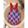 thumbnail image 3 of Suealasg Baby Boys Girls 4th of July Jumpsuit Shorts  Sleeveless Stars and Stripes Print Rompers Overalls 6M 12M 18M 24M 3T 4T Toddler Independence Day Clothes, 3 of 7