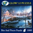 thumbnail image 2 of 1000 Piece Glow in The Dark Puzzle – All is Bright– Winter Landscape, 2 of 10