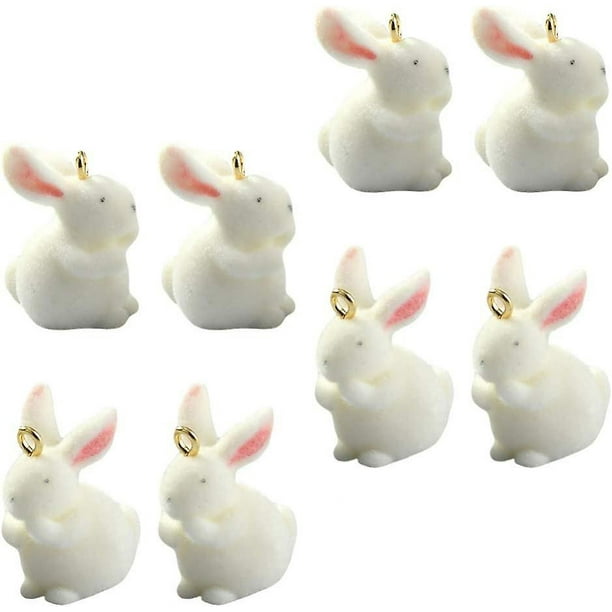 Dijes de conejo de Pascua para hacer joyas, dijes de animales de conejo de conejito, colgantes para collar, pulsera, pendientes, manualidades de Pascua para niños, 8 Uds.