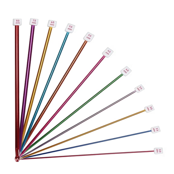 Tunisian Crochet Hooks Set, Multicolor 11pcs Aluminum Afghan Crochet Hooks 2mm(B)-8mm(L) Long Crochet Hook Set Crochet Needles for Beginner, Crocheting Lovers, Knitter