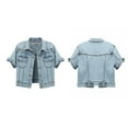 thumbnail image 5 of Jxximdong Jackets for Women, Short Sleeved Cardigan Thin Top Jeans Coat Summer Solid Casual Outside Denim Jacket, Women's Coats Blue, 5 of 9