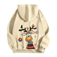 thumbnail image 4 of Fiaer Christmas Womens Hoodies Oversized Cute Graphic Full Zip up Hooded Jacket Drawstring Long Sleeve V-Neck Pocket Hooded Sweatshirts Beige L, 4 of 5