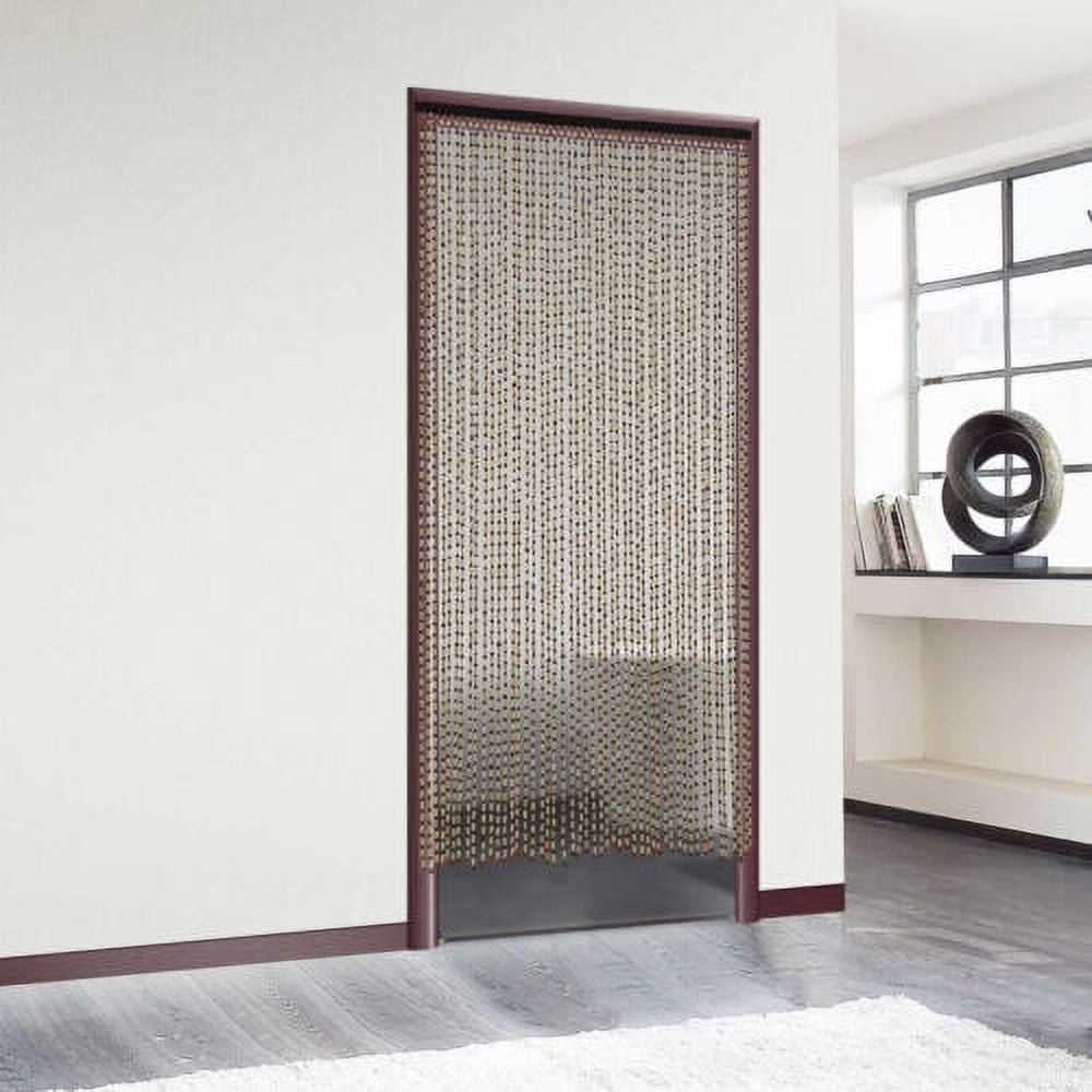 Natural Wood and Bamboo Beaded Curtain-Bamboo Doorway Room Divider Decorative