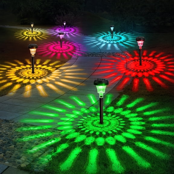 MIMQO Solar Pathway Garden Lights Decorative Color Changing Solar Powered LED 10 Pack