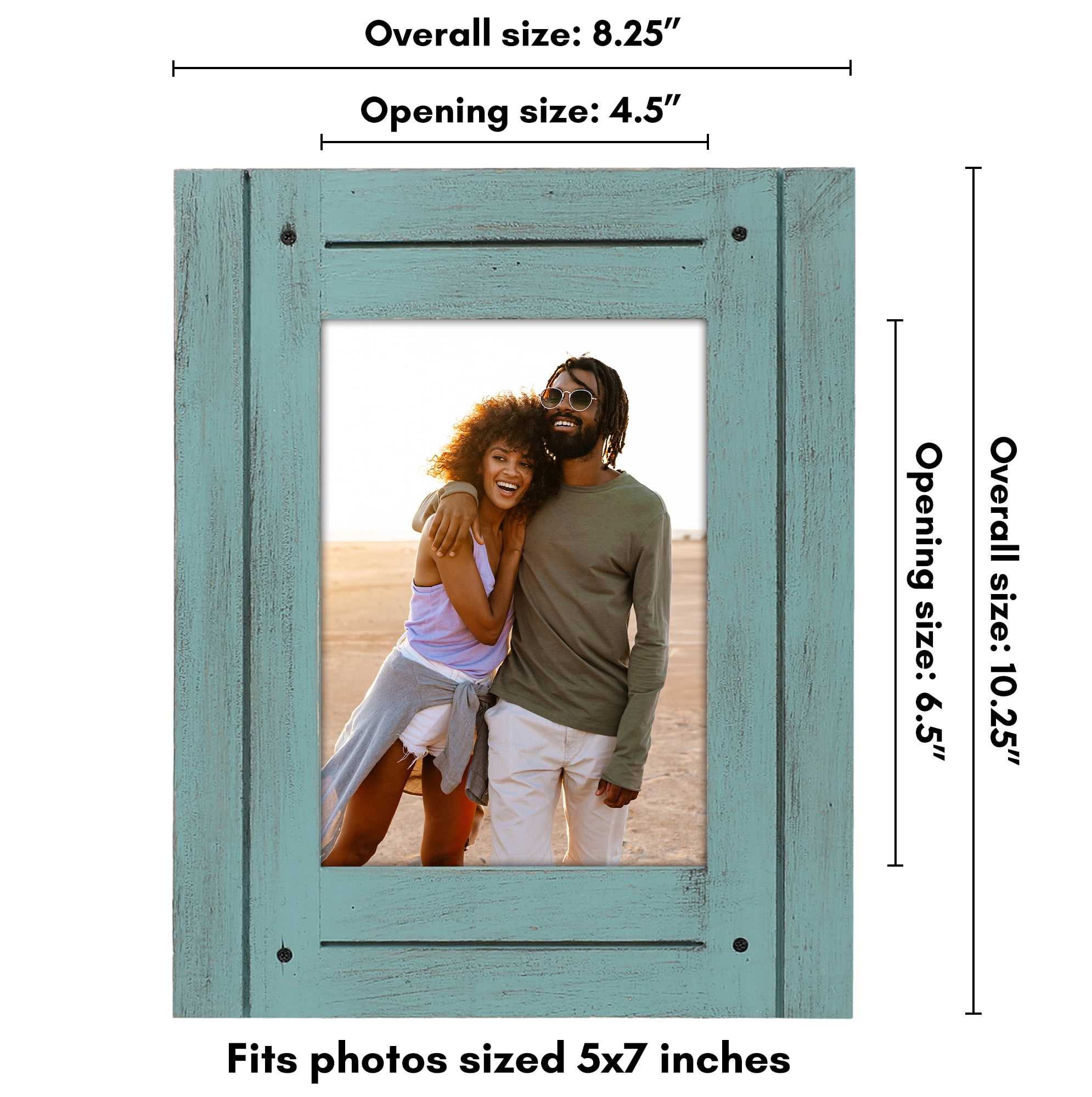 Americanflat 5x7 Picture Frame Polished Crystal Clear Glass Hampton Collection Distressed Frames Wall - Blue