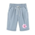 thumbnail image 2 of Royisotas Summer Women's Shorts Loose Casual Bermuda Shorts Pocket Straight Elastic Waist Drawstring Floral Graphic Shorts, 2 of 3
