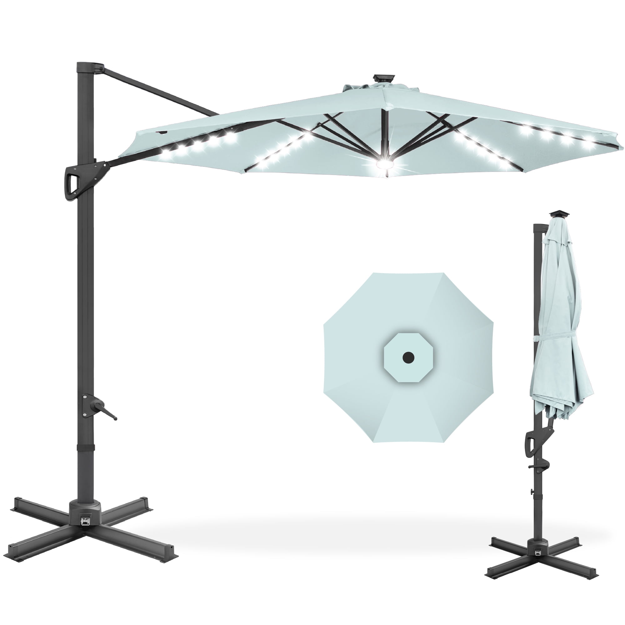 11 ft patio umbrella with led lights yankee traders Double-Sided Market Umbrella