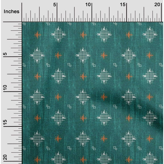 oneOone Cotton Silk Fabric Check Kasuri Print Fabric By The Yard 42 Inch Wide